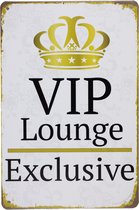 Vip Lounge wit 2 - Wandbord - Metalen bord - 20 x 30cm - UV bestendig - Wandborden - Metalen borden - VIP - Uniek - Cadeau - Eco vriendelijk - Decoratie - Metalen decoratie - Cave