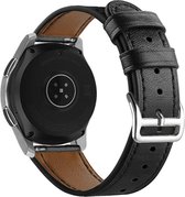 Strap-it Smartwatch bandje 22mm - leren bandje geschikt voor Samsung Galaxy Watch 46mm / Galaxy Watch 3 45mm / Gear S3 Classic & Frontier - Amazfit GTR 47mm / GTR 2 / GTR 3 - Pro / GTR 4 - OnePlus Watch - strak zwart