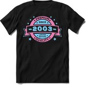 2003 Premium Quality | Feest Kado T-Shirt Heren - Dames | Licht Roze - Licht Blauw | Perfect Verjaardag Cadeau Shirt | Grappige Spreuken - Zinnen - Teksten | Maat L