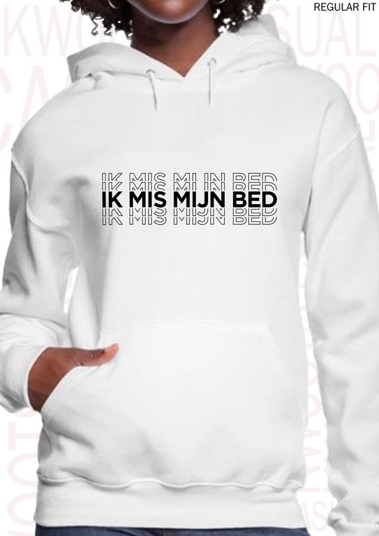 IK MIS MIJN BED dames hoodie - Wit - Maat XS - Lange mouwen - Met capuchon  &... | bol.com
