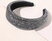 Diadeem Strass Zilver - Haarband breed glitter diamant steentjes