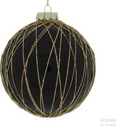 non-branded-kerstbal-lacie-12-cm-glas-zwart-goud