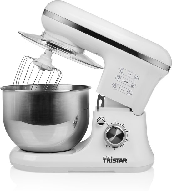 Tristar Keukenmachine MX-4817 - Keukenmixer - Inclusief 3 deeghaken - Vaatwasbestendig - 1200 watt - Wit van Tristar — afbeelding 5