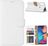 Samsung Galaxy A20s - Hoesje met pasjeshouder - Portemonnee - Bookcase - WIT