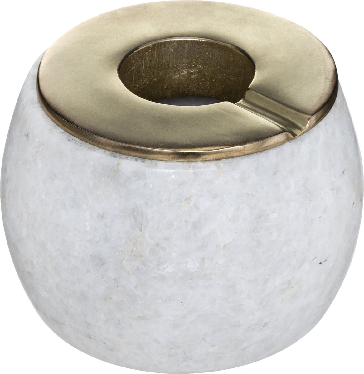 Goedkoopste Terras asbak/stormasbak rond marmer/ijzer 12 x 10 cm wit - Buiten asbakken