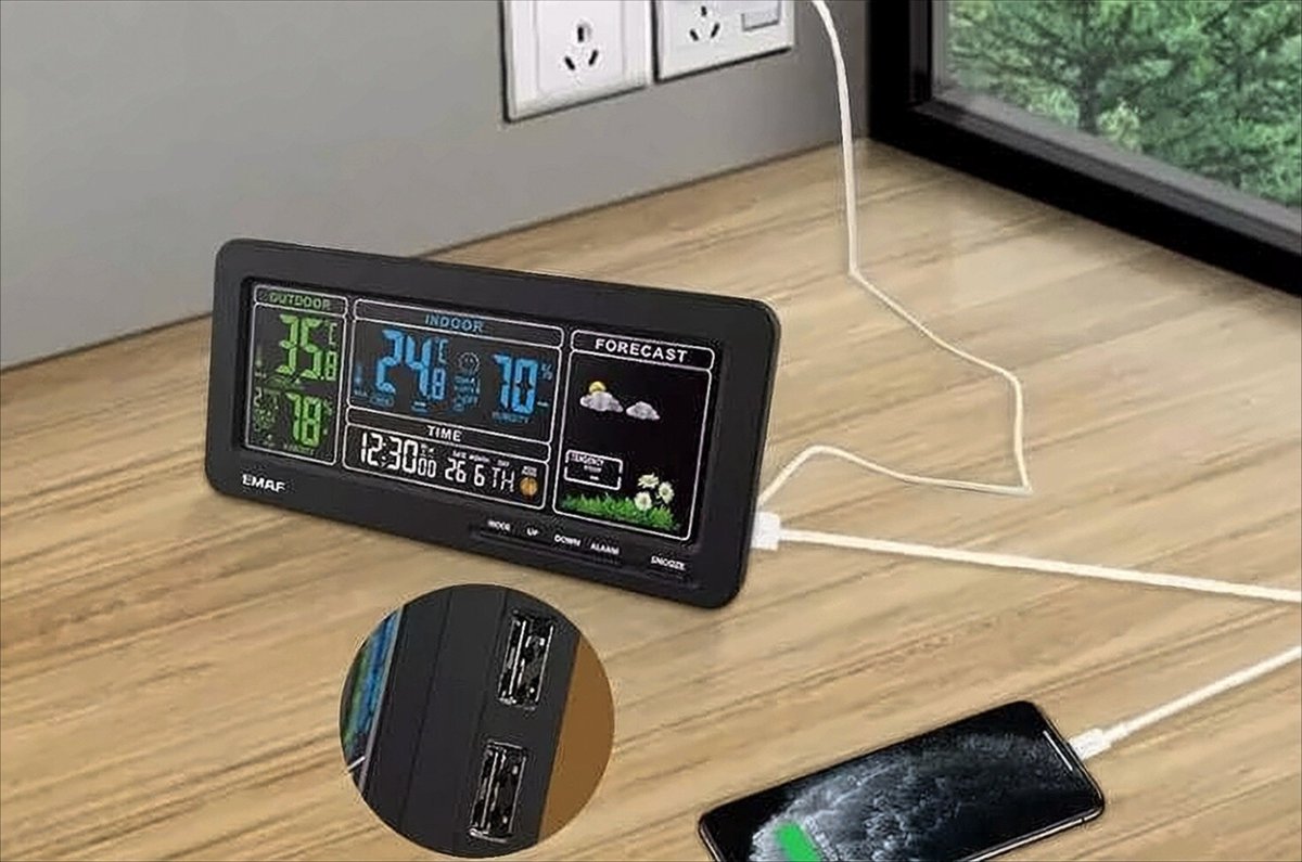 Weerstation binnen en buiten - Draadloos weerstation met Buitensensor tot 60 meter bereik - Waterdicht