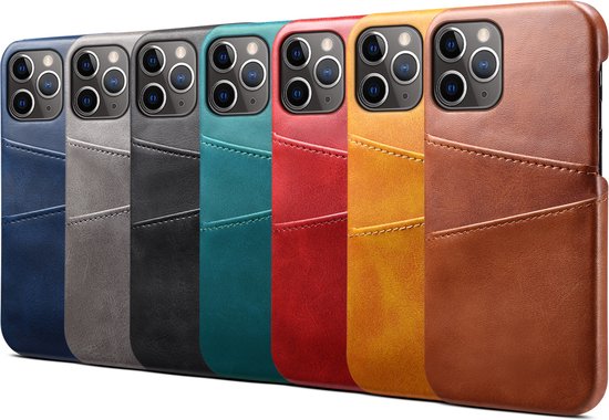 Étui porte-cartes à couverture arrière pour iPhone 12 - Porte-cartes portefeuille en Cuir - Apple iPhone 12 - Bleu foncé