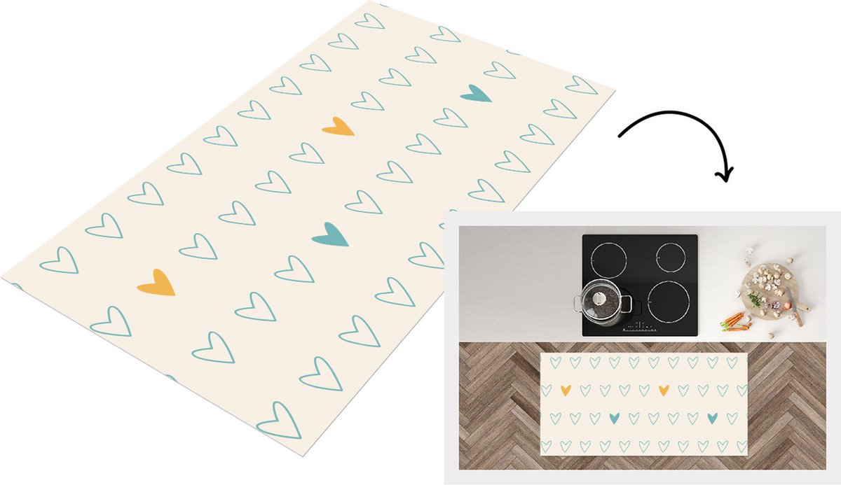 Keukenloper - Loper keuken - Minimalisme - Patroon - Baby - Hart - 120x60 cm - Keukenloper vinyl