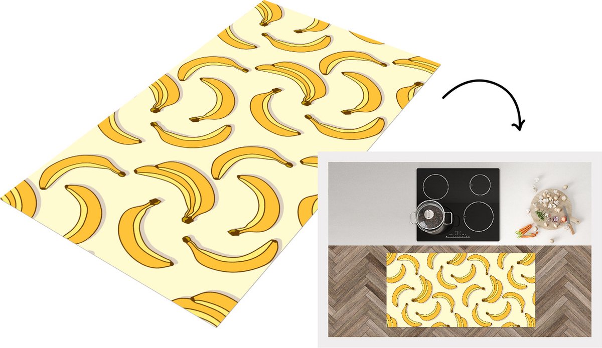 KitchenYeah Keukenloper - Loper keuken - Fruit - Design - Banaan - 120x60 cm - Keukenloper vinyl Multicolor