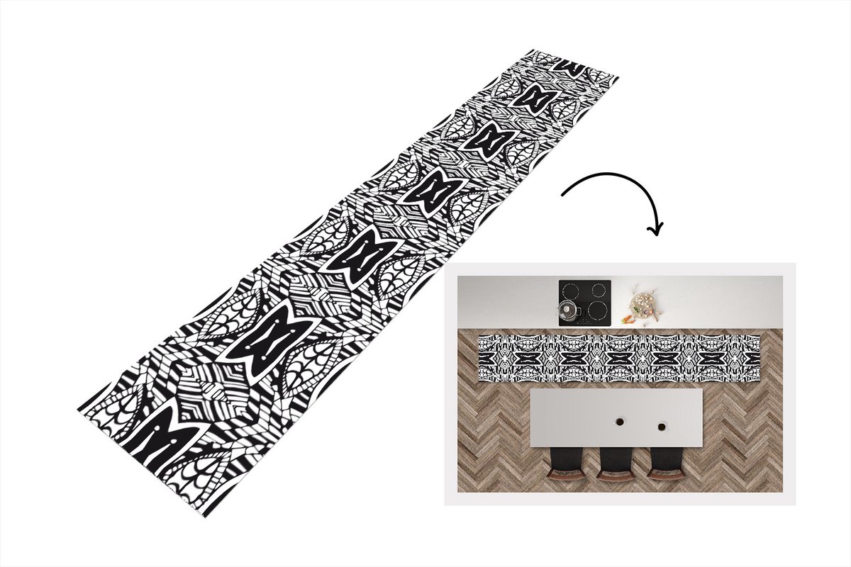 KitchenYeah Keukenloper - Loper keuken - Patronen - Contrast - Geometrisch - 300x50 cm - Keukenloper vinyl Multicolor