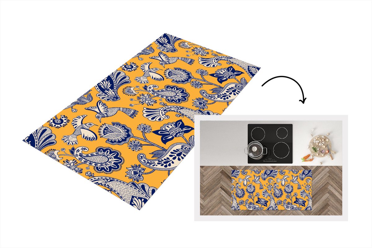 KitchenYeah Keukenloper - Loper keuken - Jungle - Design - Vogel - Kolibrie - 120x60 cm - Keukenloper vinyl Multicolor