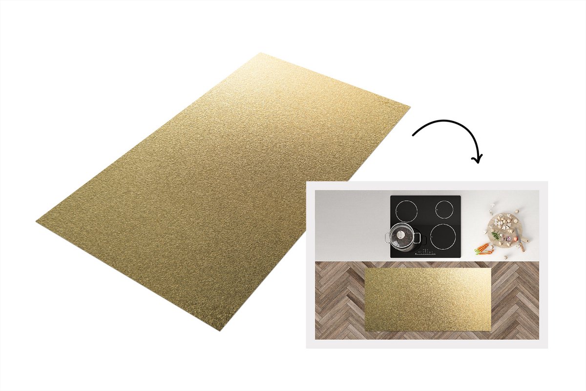 KitchenYeah Keukenloper - Loper keuken - Metaal - Goud print - 120x60 cm - Keukenloper vinyl Multicolor