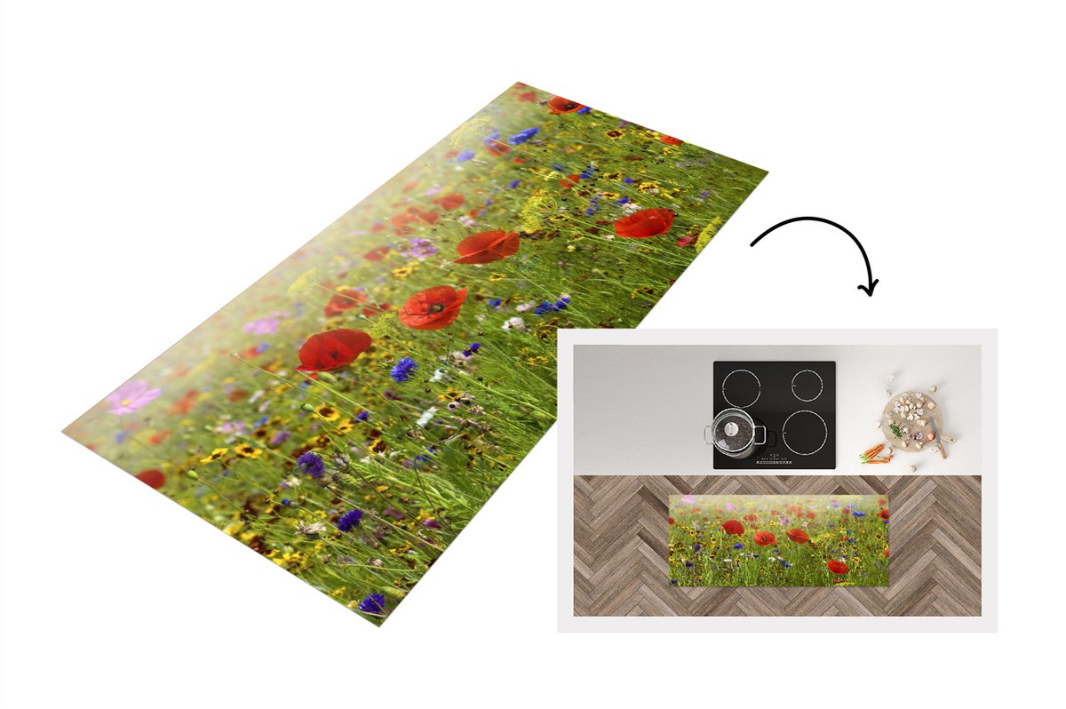 KitchenYeah Keukenloper - Loper keuken - Lente - Bloemen - Kleur - Keukenloper vinyl Multicolor