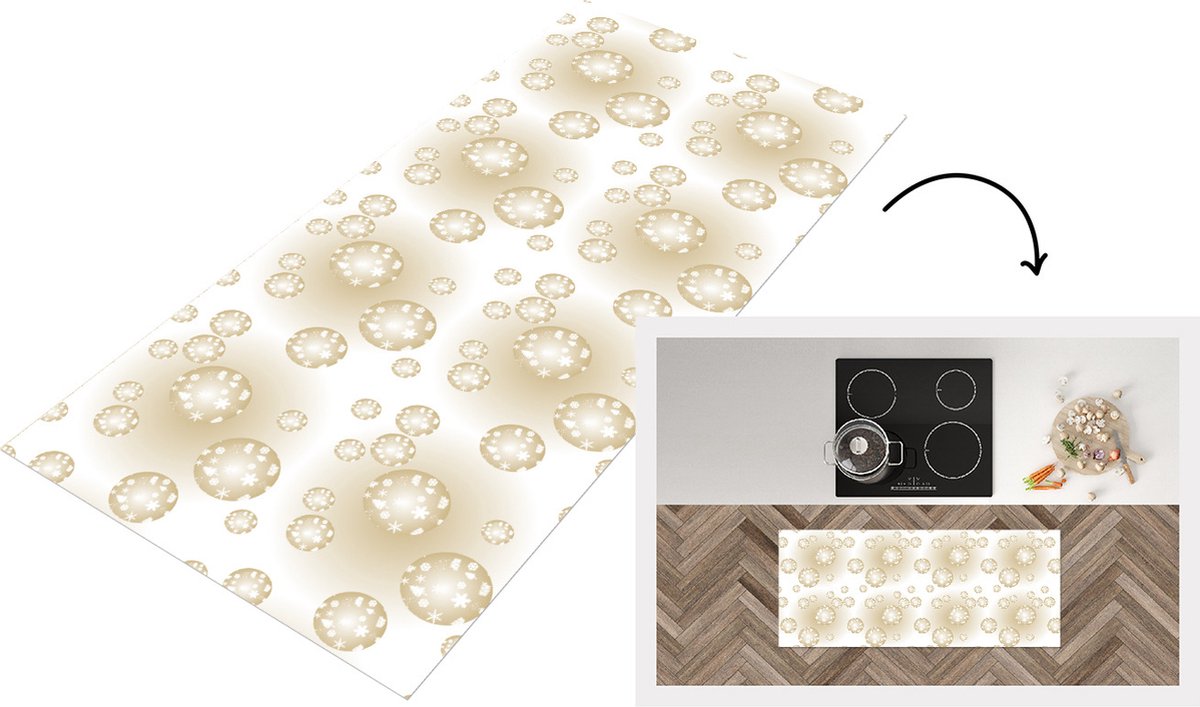 KitchenYeah Keukenloper - Loper keuken - Kerstballen - Winter - Patronen - Kerst - 120x50 cm - Keukenloper vinyl Multicolor