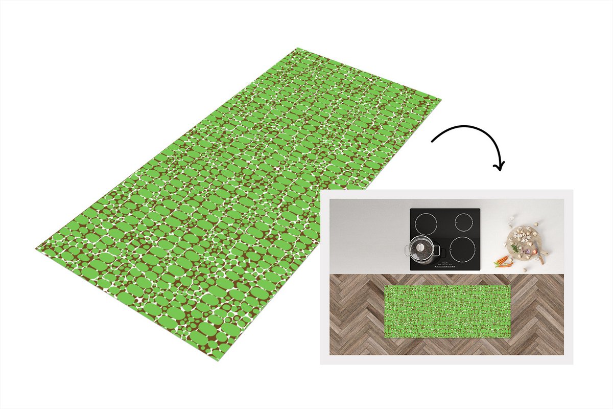 KitchenYeah Keukenloper - Loper keuken - Krokodil - Structuur - Patronen - Groen - 120x50 cm - Keukenloper vinyl Multicolor