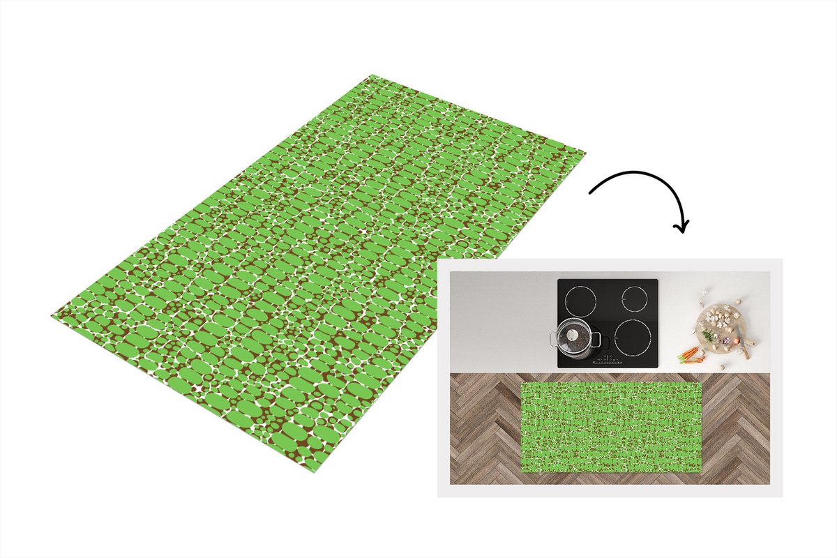 KitchenYeah Keukenloper - Loper keuken - Krokodil - Structuur - Patronen - Groen - 120x60 cm - Keukenloper vinyl Multicolor