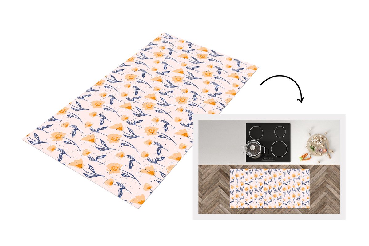 KitchenYeah Keukenloper - Loper keuken - Bloemen - Patronen - Zomer - 120x60 cm - Keukenloper vinyl Multicolor