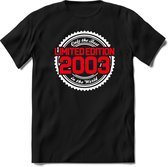 2003 Limited Edition | Feest Kado T-Shirt Heren - Dames | Wit - Rood | Perfect Verjaardag Cadeau Shirt | Grappige Spreuken - Zinnen - Teksten | Maat M