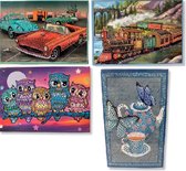 Cards & Crafts Diamond Painting kaarten - Wenskaarten Set van 4 kaarten - Hobbypakket - volledig Diamond painting pakket