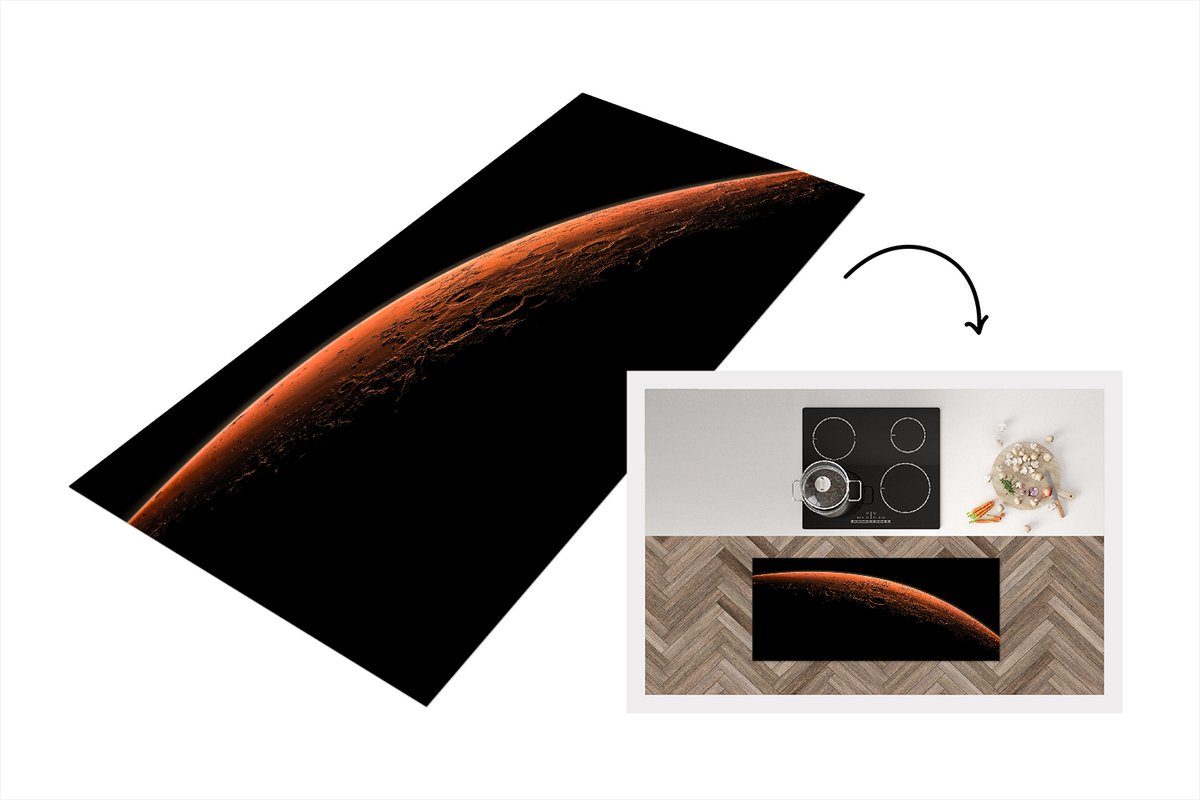 KitchenYeah Keukenloper - Loper keuken - Mars - Licht - Planeten - Keukenloper vinyl Multicolor