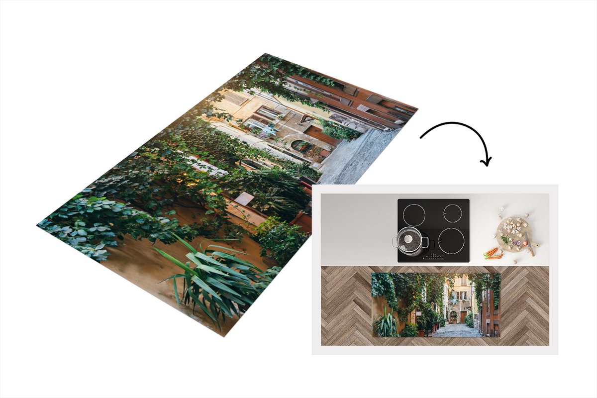 KitchenYeah Keukenloper - Loper keuken - Italië - Straat - Klimop - 120x60 cm - Keukenloper vinyl Multicolor