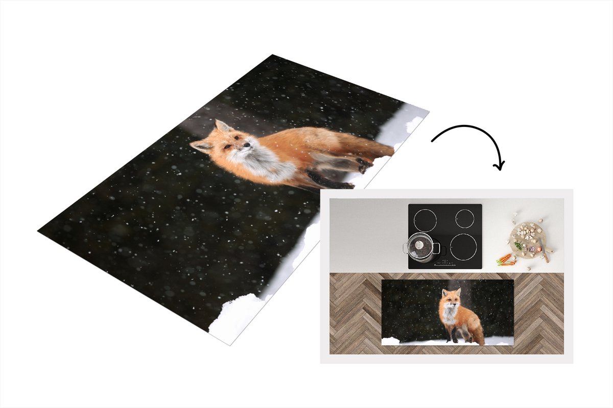 KitchenYeah Keukenloper - Loper keuken - Vos - Sneeuw - Winter - Keukenloper vinyl Multicolor