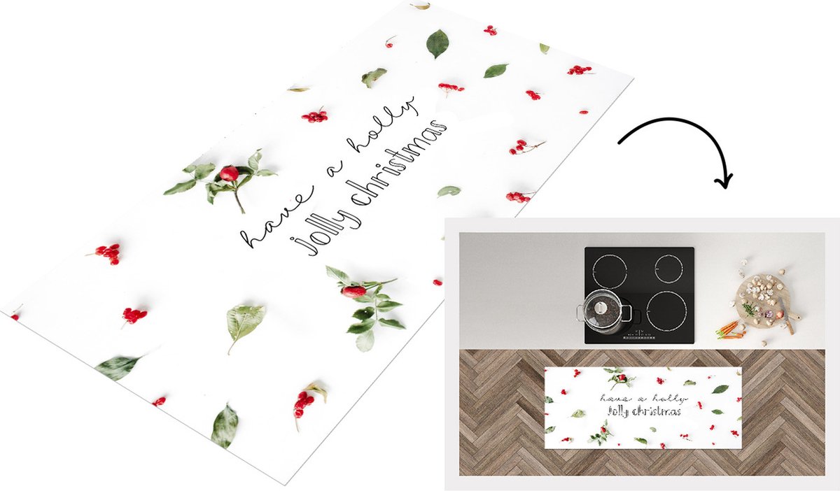 KitchenYeah Keukenloper - Loper keuken - Winter - Mistletoe - Quote - 120x50 cm - Keukenloper vinyl Multicolor