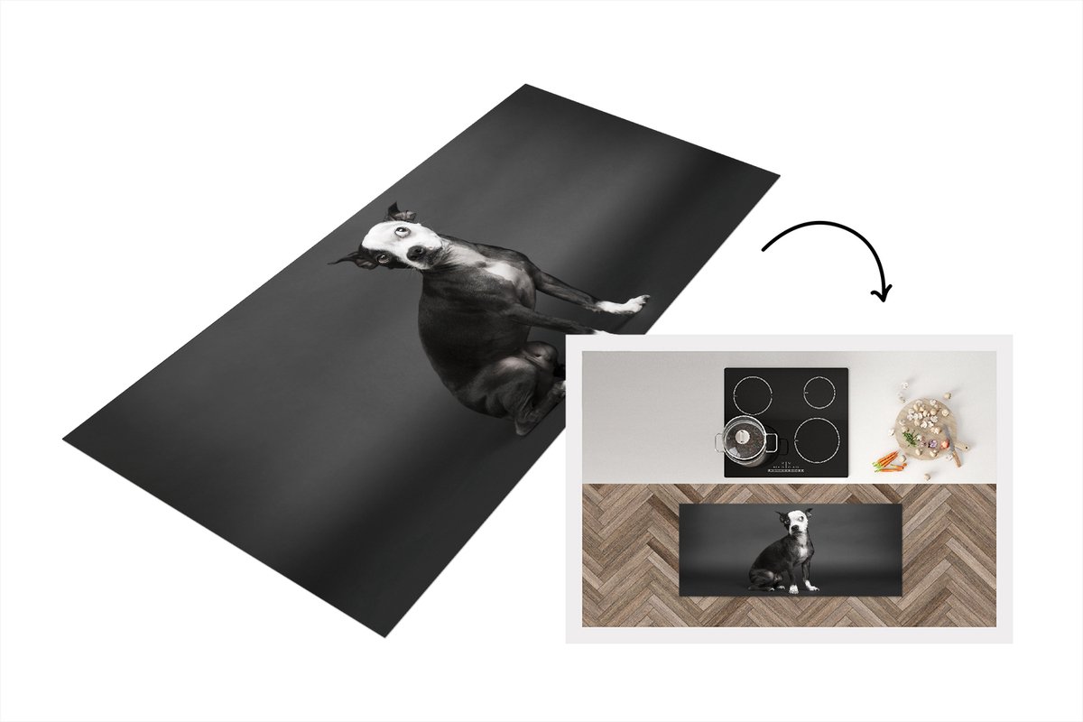 KitchenYeah Keukenloper - Loper keuken - Hond - Vlek - Portret - 120x50 cm - Keukenloper vinyl Multicolor