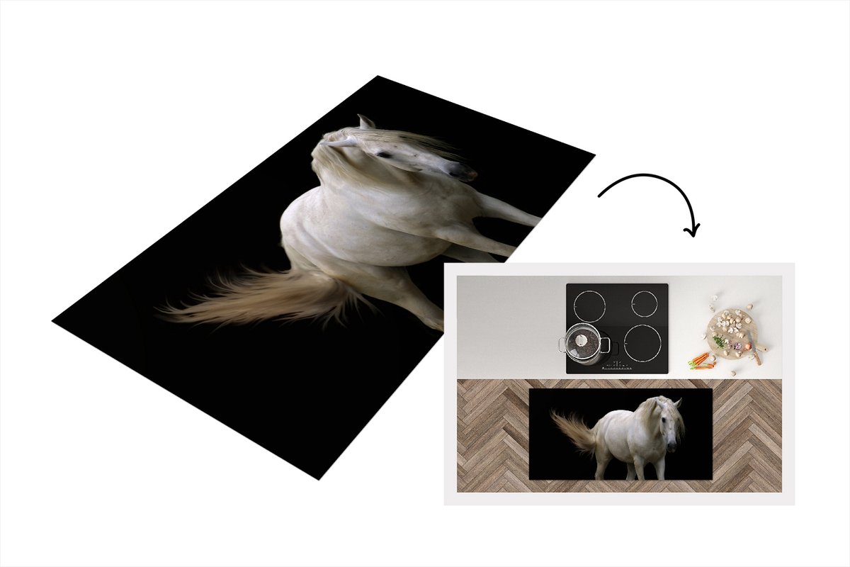 KitchenYeah Keukenloper - Loper keuken - Paarden - Boerderijdieren - Zwart - 120x60 cm - Keukenloper vinyl Multicolor