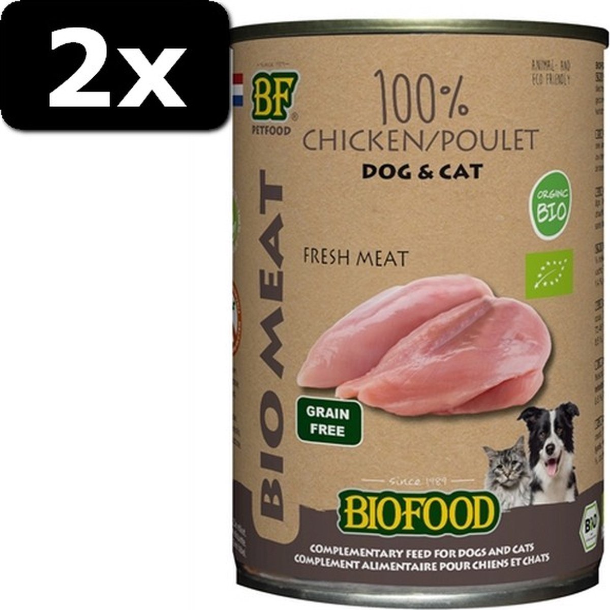 2x BIOFOOD ORGANIC 100% KIP 12X400GR
