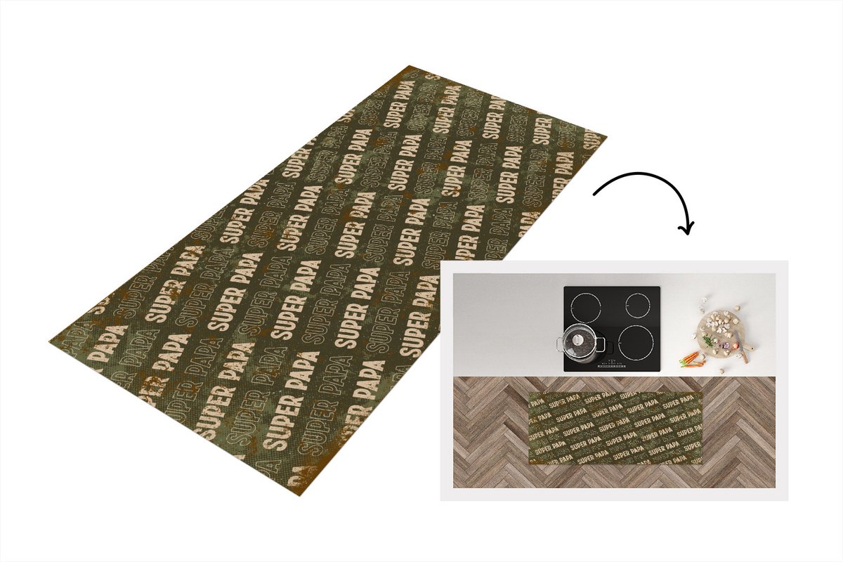 KitchenYeah Keukenloper - Loper keuken - Papa cadeau - Vaderdag - Quote - Superpapa - Spreuken - 120x50 cm - Keukenloper vinyl Multicolor