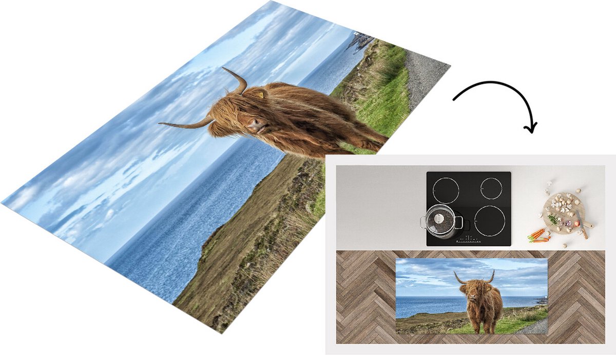 KitchenYeah Keukenloper - Loper keuken - Schotse hooglander - Wolken - Landschap - Keukenloper vinyl multicolor, foto 2