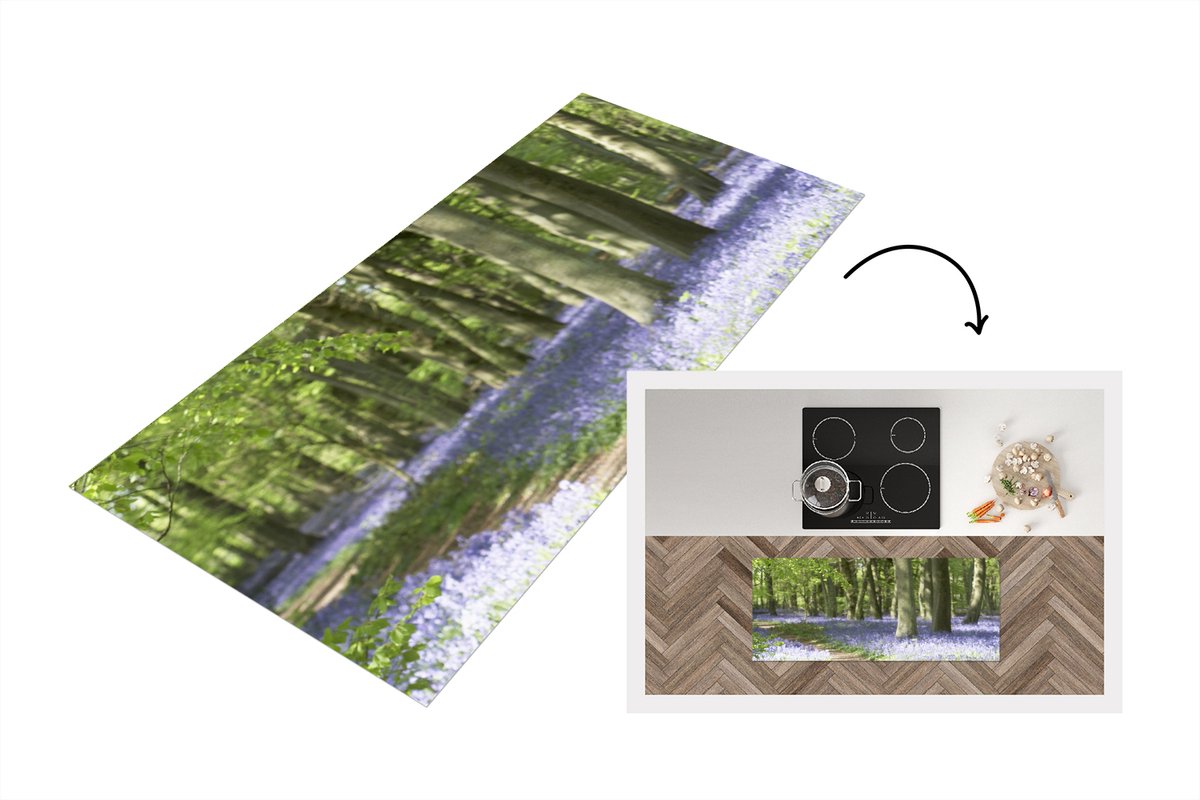KitchenYeah Keukenloper - Loper keuken - Bos - Pad - Wilde Bloemen - 120x50 cm - Keukenloper vinyl Multicolor