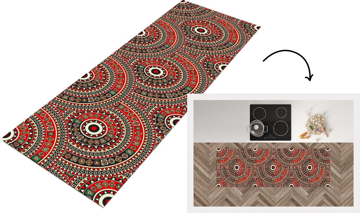 KitchenYeah Keukenloper - Loper keuken - Patronen - Mandala - Australië - 180x60 cm - Keukenloper vinyl Multicolor