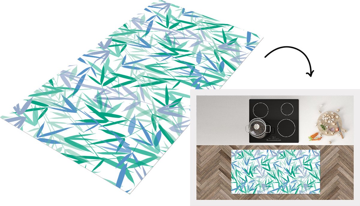 KitchenYeah Keukenloper - Loper keuken - Patroon - Bladeren - Planten - 120x60 cm - Keukenloper vinyl Multicolor
