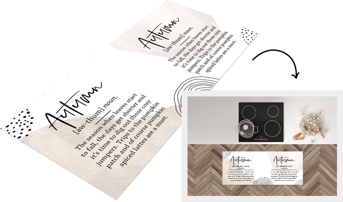 KitchenYeah Keukenloper - Loper keuken - Woordenboek - Herfst - Quotes - 120x50 cm - Keukenloper vinyl Multicolor