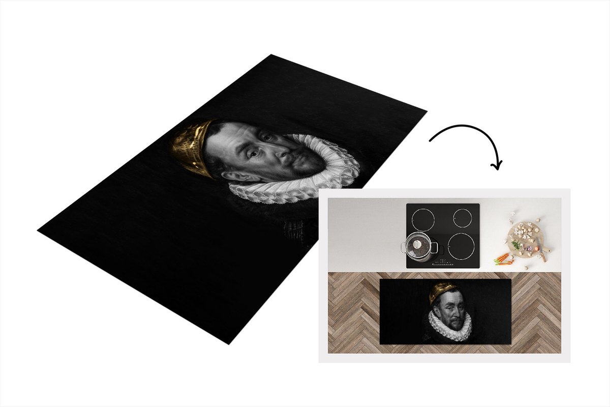 KitchenYeah Keukenloper - Loper keuken - Schilderij - Goud - Willem van Oranje - 120x60 cm - Keukenloper vinyl Multicolor