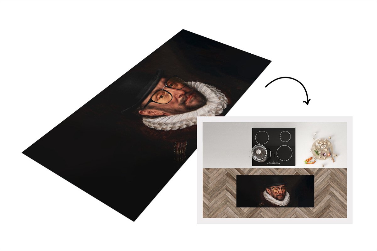 KitchenYeah Keukenloper - Loper keuken - Willem van Oranje - Adriaen Thomasz - Hoed - 120x50 cm - Keukenloper vinyl Multicolor