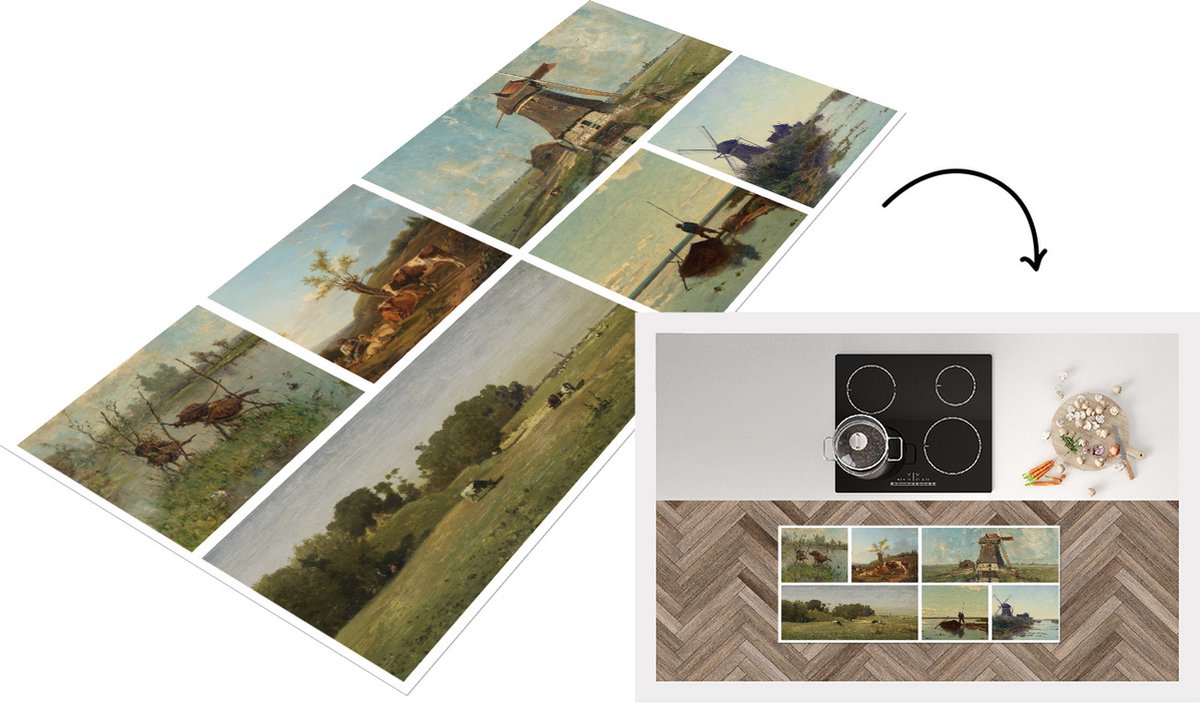 KitchenYeah Keukenloper - Loper keuken - Collage - Nederland - Oude Meesters - 120x50 cm - Keukenloper vinyl Multicolor