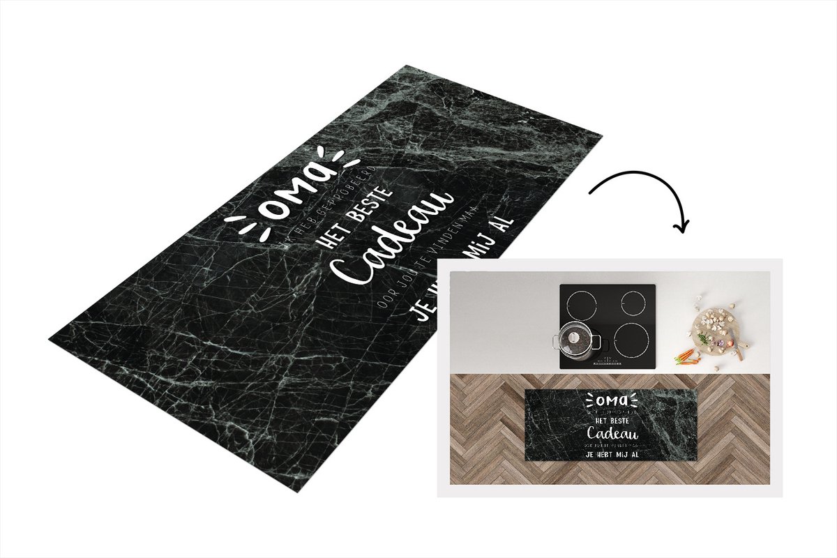 KitchenYeah Keukenloper - Loper keuken - Spreuken - Quotes - Oma je hebt mij al - Grootmoeder - 120x50 cm - Keukenloper vinyl Multicolor