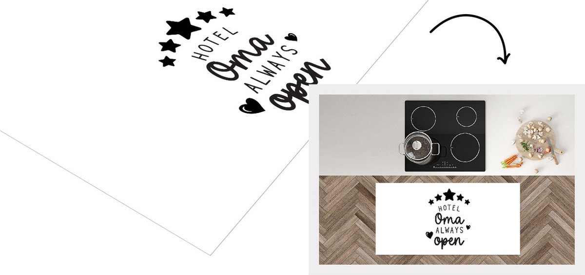 KitchenYeah Keukenloper - Loper keuken - Spreuken - Quotes Hotel Oma - Grootouders - Moederdag - Zwart - Wit - 120x60 cm - Keukenloper vinyl Multicolor