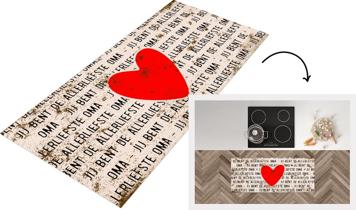 KitchenYeah Keukenloper - Loper keuken - Quotes - Jij bent de allerliefste oma - Spreuken - Oma - 120x50 cm - Keukenloper vinyl Multicolor
