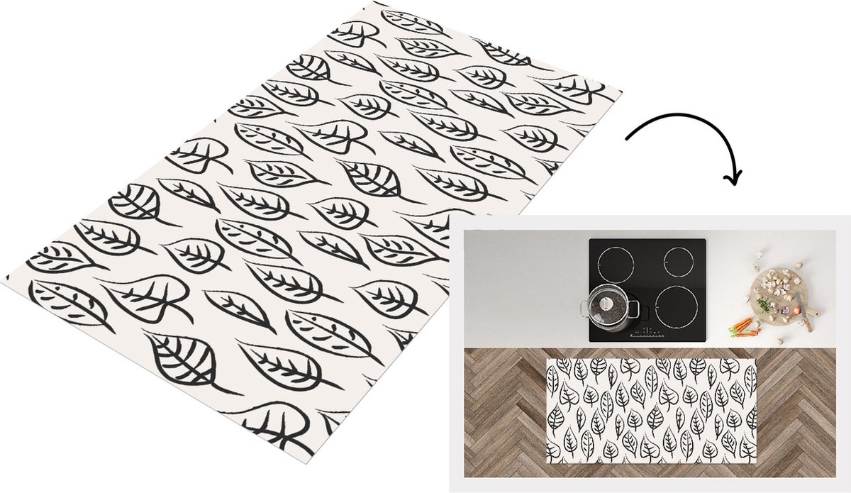 KitchenYeah Keukenloper - Loper keuken - Patronen - Bladeren - Design - 120x60 cm - Keukenloper vinyl Multicolor