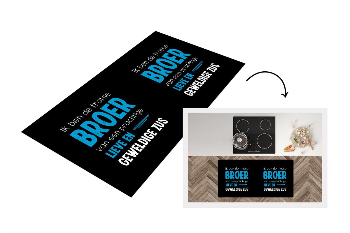 KitchenYeah Keukenloper - Loper keuken - Broer - Zus - Ik ben de broer - Quotes - Spreuken - 120x60 cm - Keukenloper vinyl Multicolor