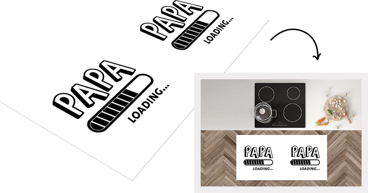KitchenYeah Keukenloper - Loper keuken - Quotes - Papa loading... - Spreuken - Papa - 120x60 cm - Keukenloper vinyl Multicolor