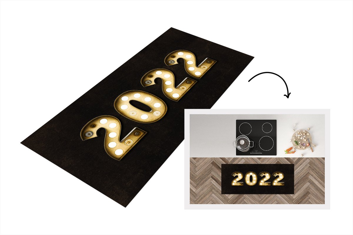KitchenYeah Keukenloper - Loper keuken - Nieuwjaar - Oudejaarsavond - 2022 - 120x50 cm - Keukenloper vinyl Multicolor