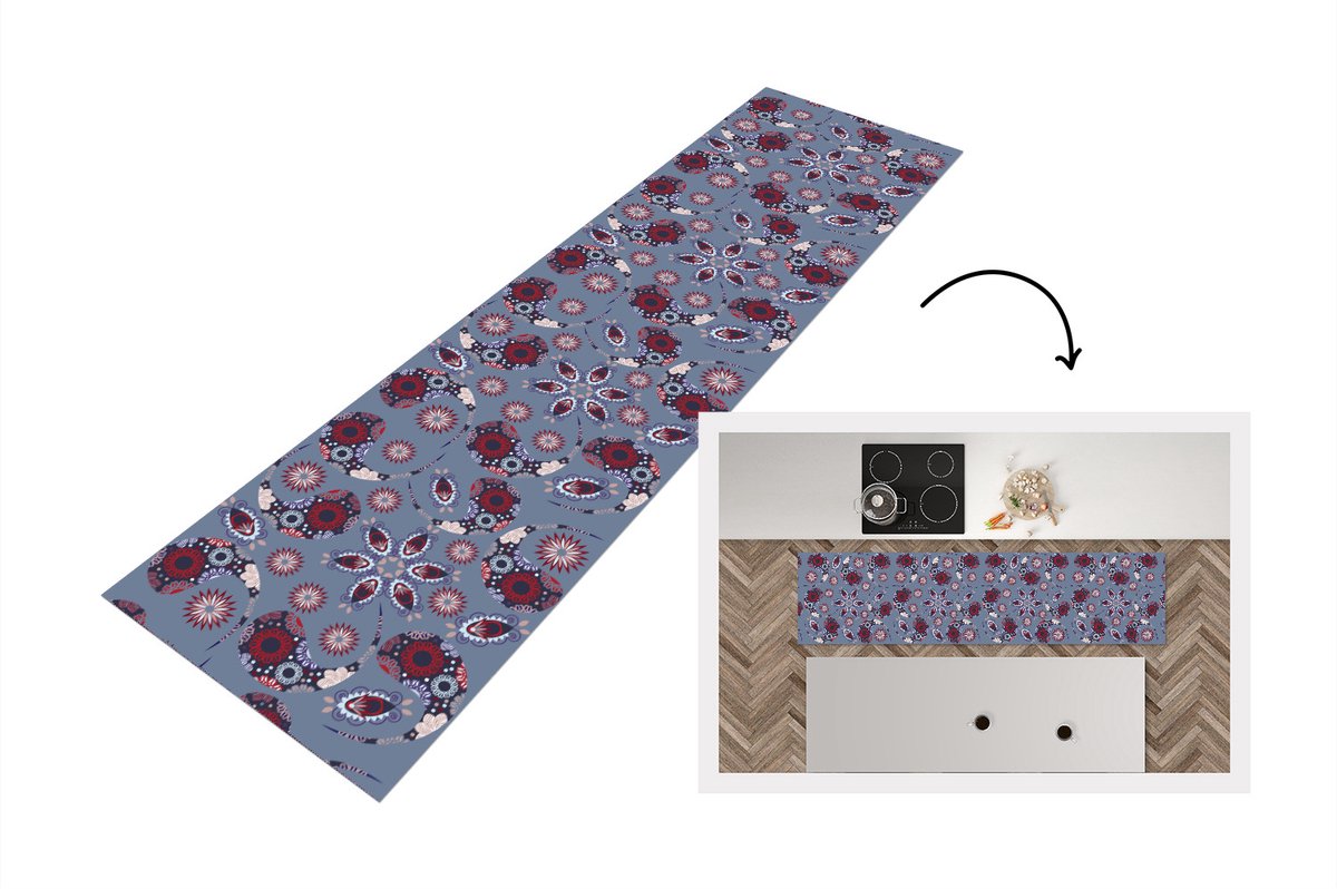 KitchenYeah Keukenloper - Loper keuken - Paisley - Bloemen - Patronen - Keukenloper vinyl multicolor, foto 2