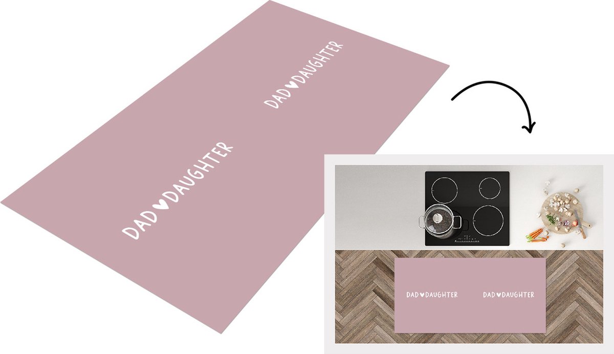 KitchenYeah Keukenloper - Loper keuken - Cadeau - Papa - Quotes - Roze - Dochter - Dad - Daughter - Spreuken - 120x60 cm - Keukenloper vinyl Multicolor