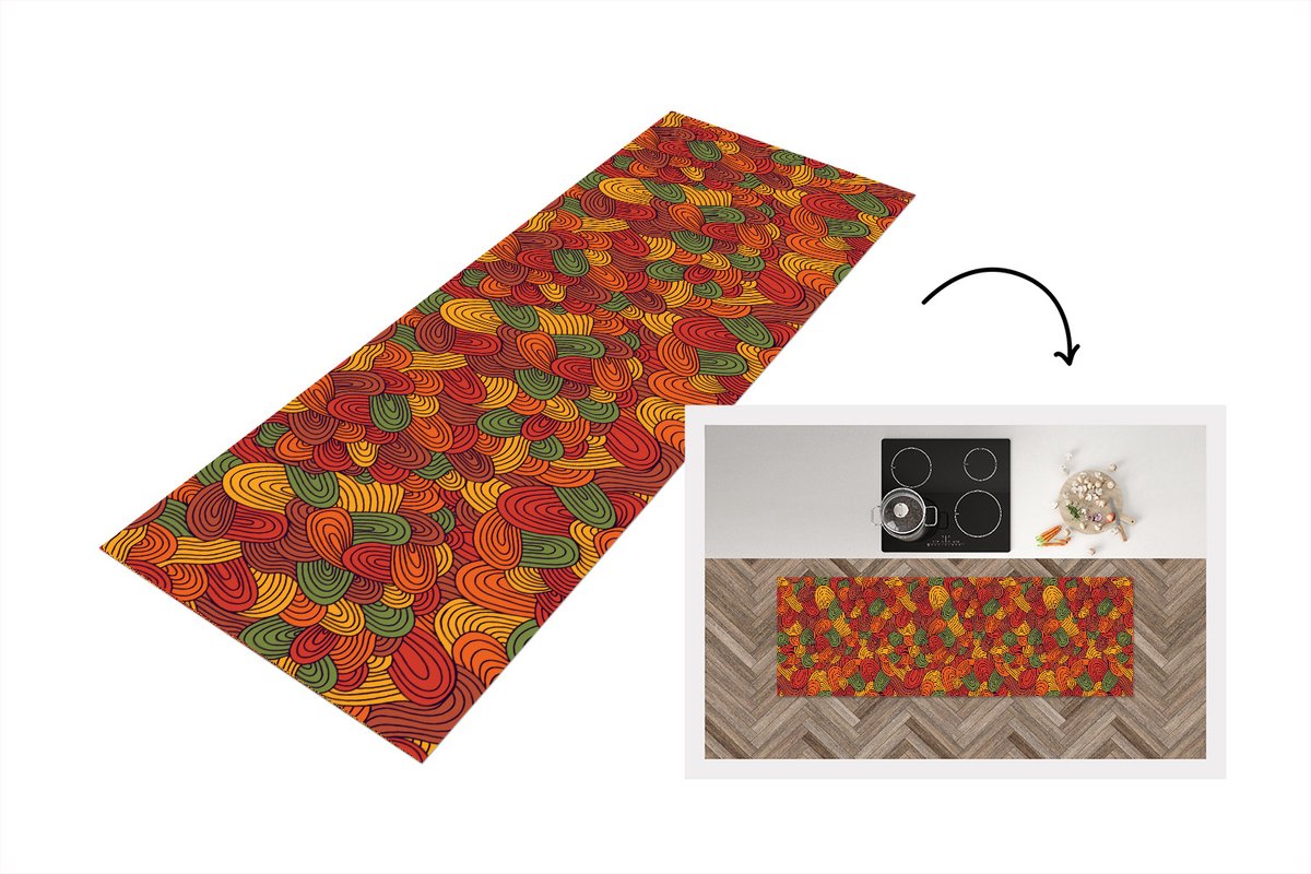 KitchenYeah Keukenloper - Loper keuken - Abstract - Boho - Patronen - Herfst - Keukenloper vinyl multicolor, foto 3