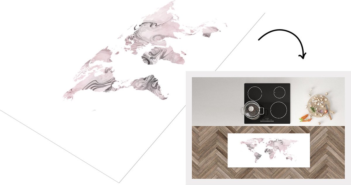 KitchenYeah Keukenloper - Loper keuken - Kaart - Agaat - Abstract - 120x50 cm - Keukenloper vinyl Multicolor
